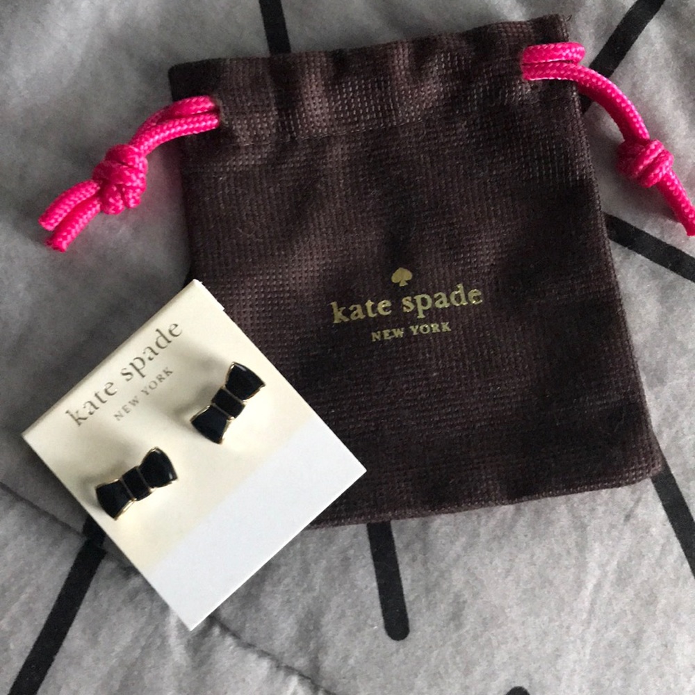 Kate Spade Black Enamel Bow Earrings - Picture 3 of 3